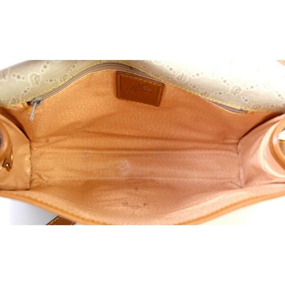 VTG JOE LEATHER HANDBAG SIGNATURE PVC BROWN LEATHER XBODY BAG SHOULDER BAG PURSE - Picture 10 of 11